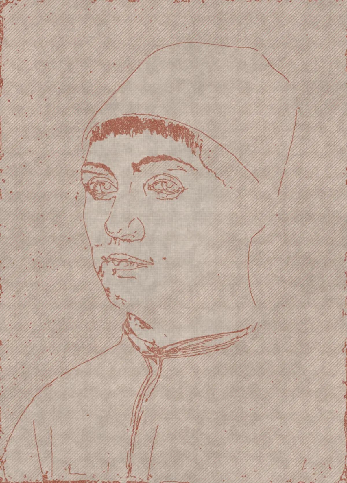 The sample painting at the underdrawing stage