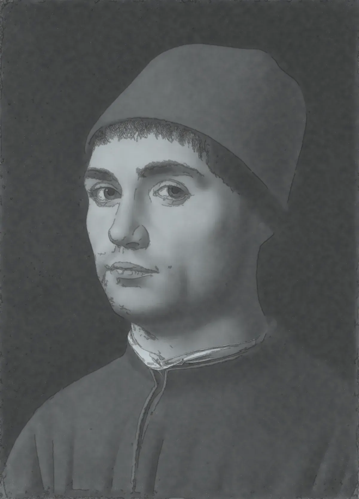 The sample painting at the grisaille stage